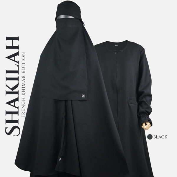 JUBAH AKHWAT Set Gamis Shakilah  (Gamis + French Khimar Basic Samirah) Mosscrepe M-L