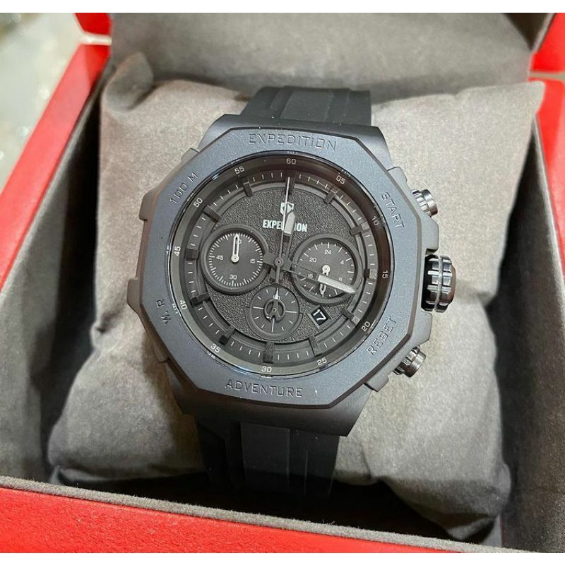 jam tangan expedition e6816 rubber pria black original