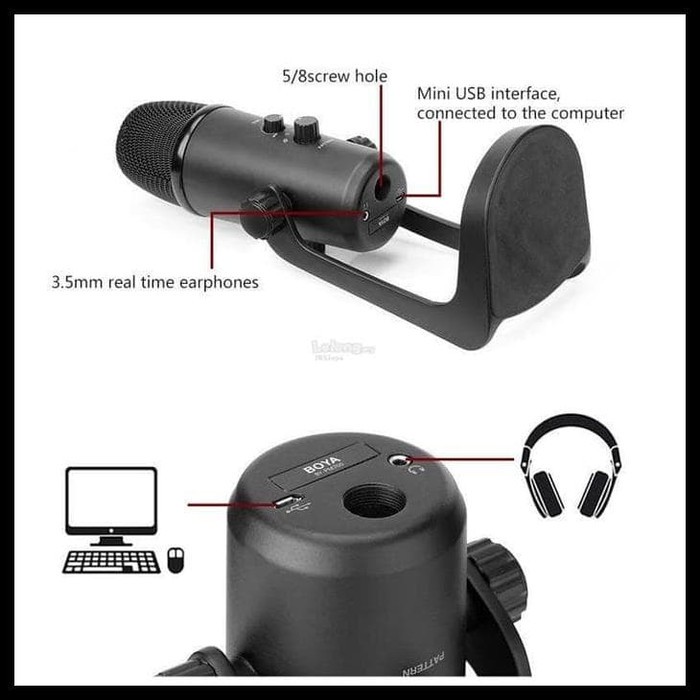 Boya BY-PM700 USB Condenser Microphone Profesional Record Sing Podcast