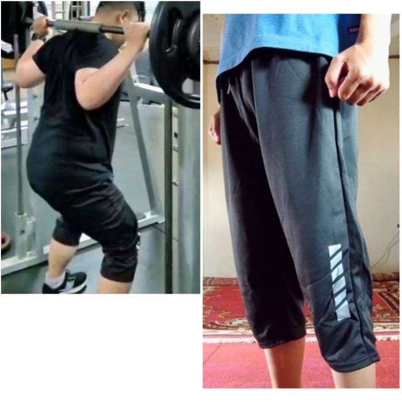 Celana 3/4 Pria Olahraga Training Cowok Sport Lari Running Senam Gym Big Size Bigsize Jumbo