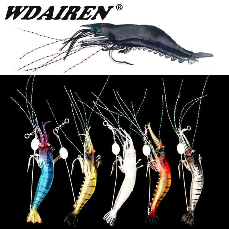 Umpan Pancing Udang Kecil Luminous Shrimp Soft Bait Lure / Umpan Pancing Udang Udangan Silicon Silikon Palsu Ikan Kecil Tiruan Menyala / Kail Pancing Udang Galah Kecil / Umpan Udang Mancing Cumi Paling Kecil Pancing Laut 1 Set / Udang Palsu Pancing Cumi