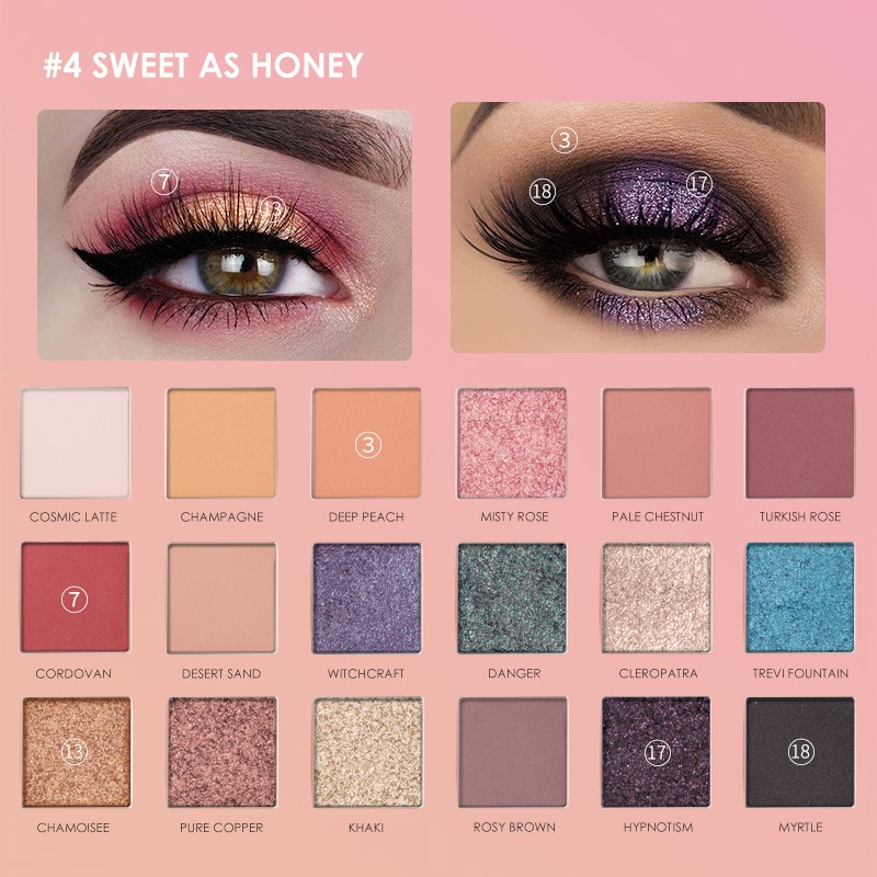 Focallure Eyeshadow Sweet As Honey 18 Color Eye Shadow Palette Matte Shimmer Focallure Eyeshadow Focallur