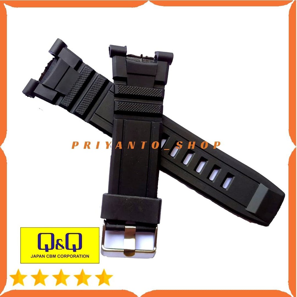 Strap Rubber Tali Jam Sport Q&amp;q QnQ GW-85 Q&amp;q GW85 QnQ GW 85 Hitam