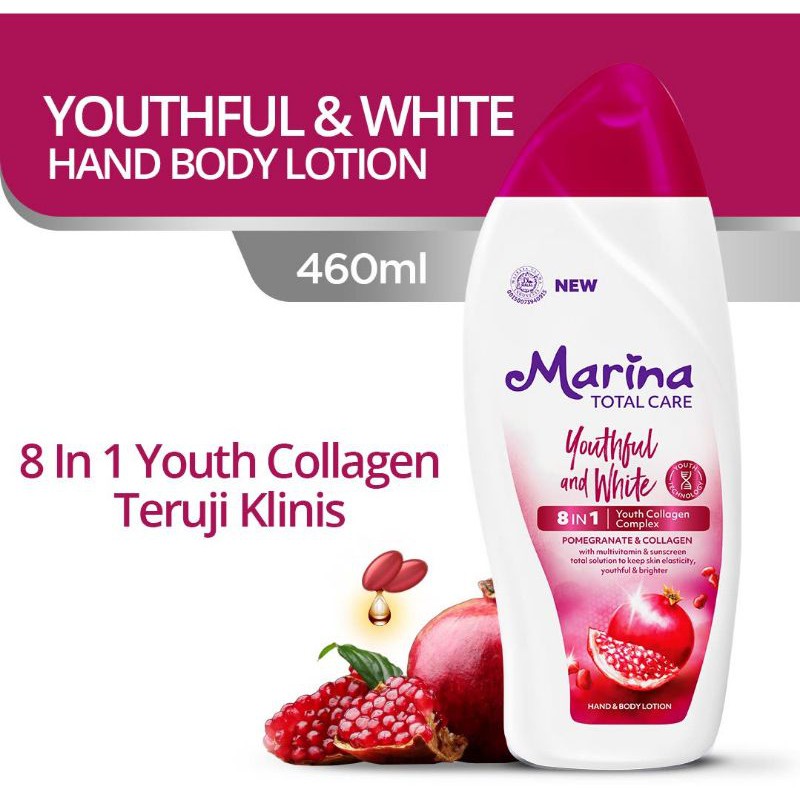 MARINA Hand & Body Lotion Total Care Youthful & White 460ml