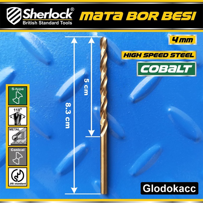 Mata Bor Besi 4 mm / Sherlock JIS Standard High Speed Steel Cobalt (1 Pcs)