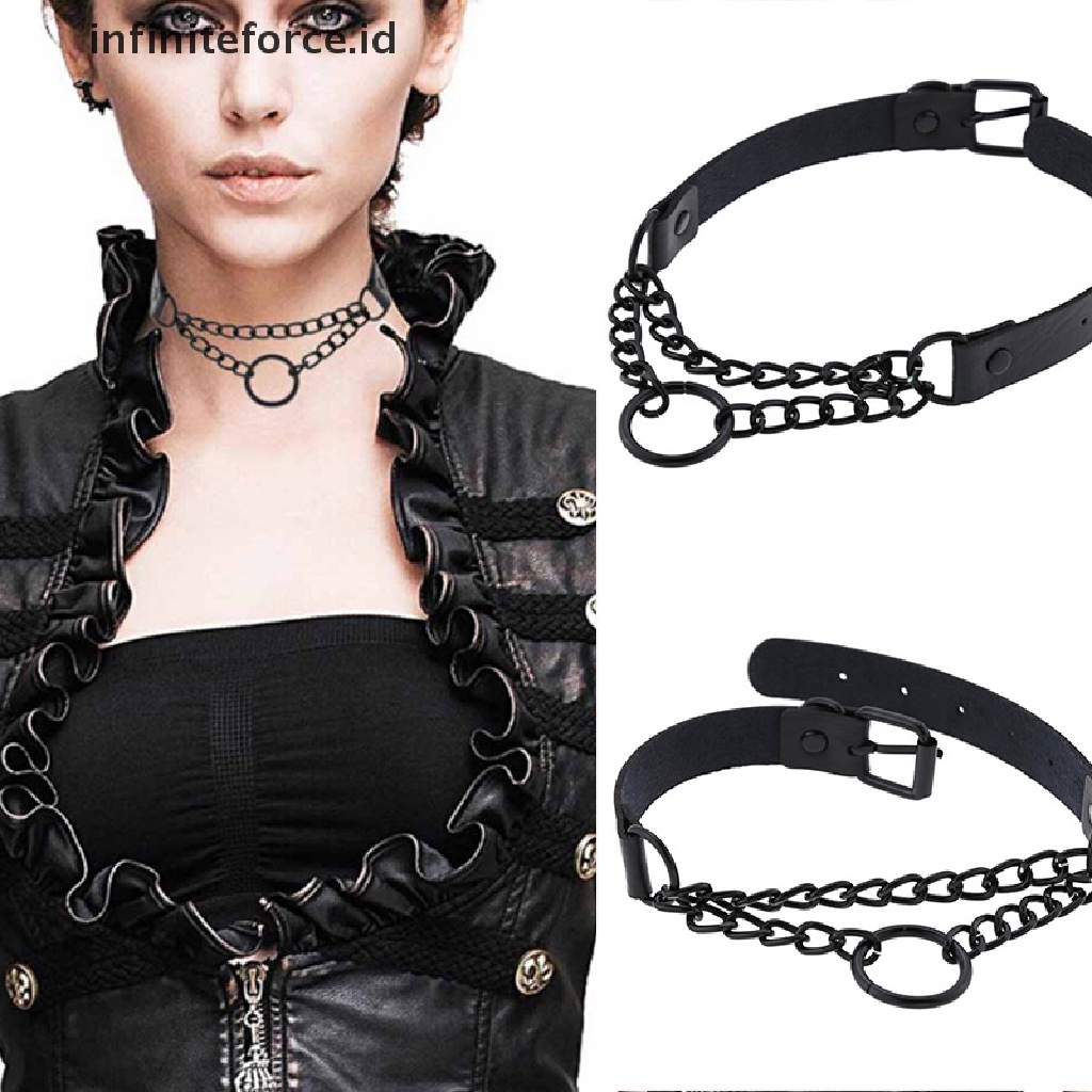 Kalung Choker Bahan Kulit Imitasi Gaya Gothic Punk