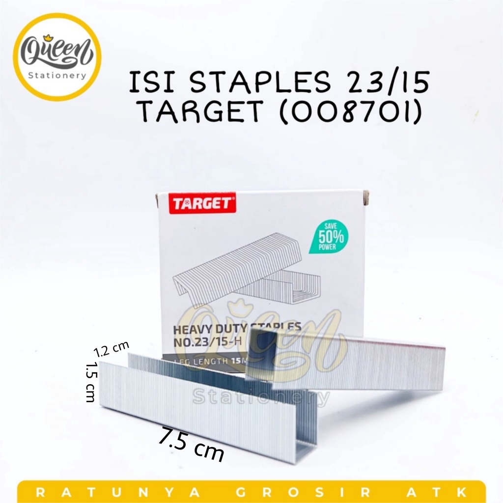 

1 KOTAK KECIL ISI STAPLES 23/15 TARGET / REFILL STAPLER / ISI STAPLES (008701)