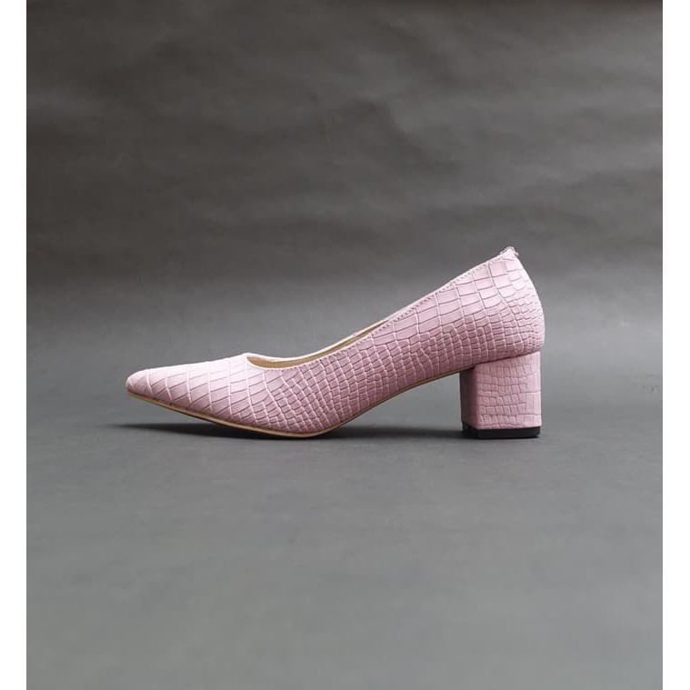 pink croc high heels