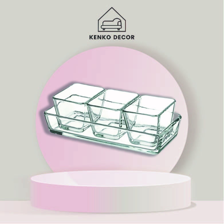 [SIAP KIRIM] [COD] MI554 Set piring saji/piring oven isi 4-pcs kaca