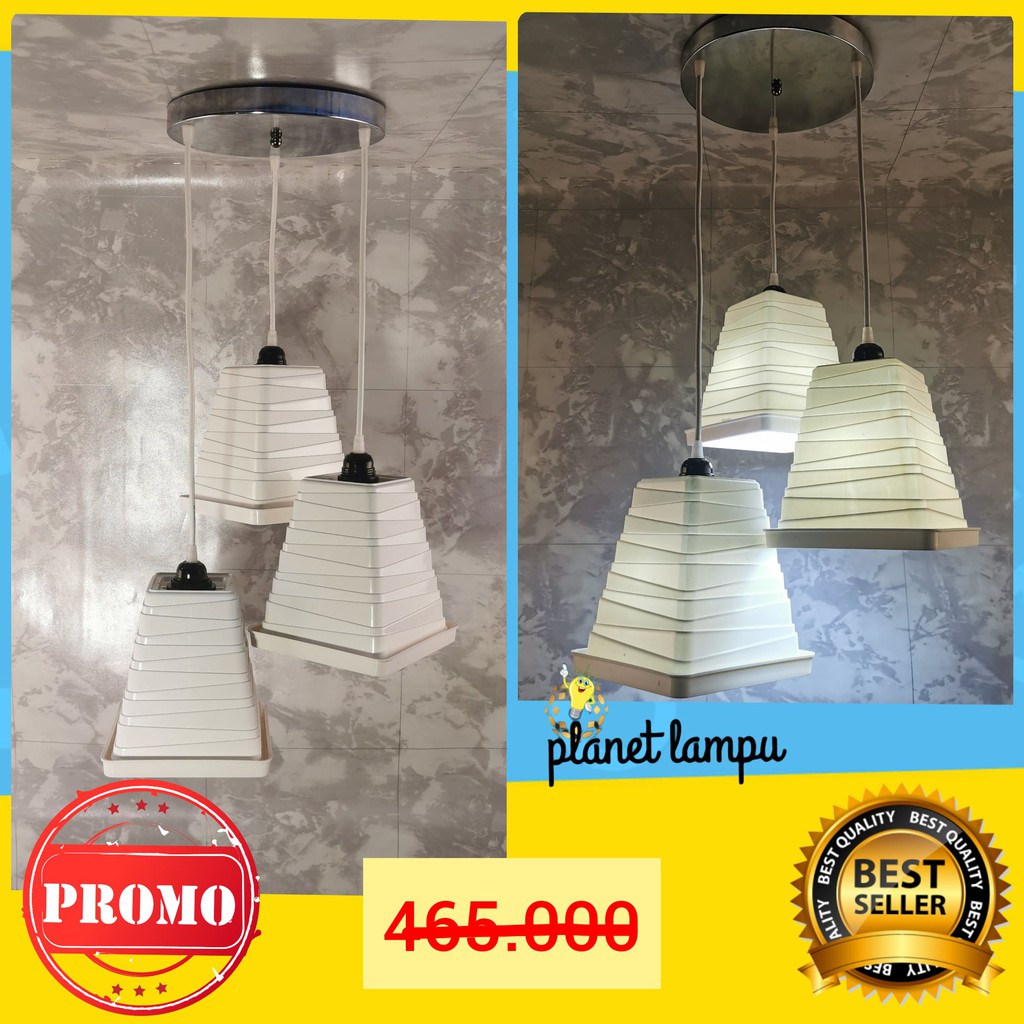 KAP LAMPU GANTUNG HIAS 3 IN 1 MINIMALIS CAFE PLAFON 