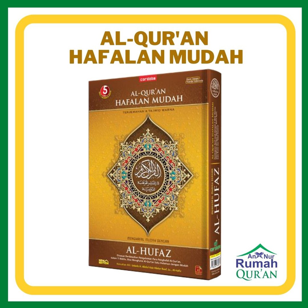 Al-Quran Hafalan Mudah Al-Hufaz + Terjemah (Sistem 5 Jam)  Ukuran A4 Besar Warna Kuning