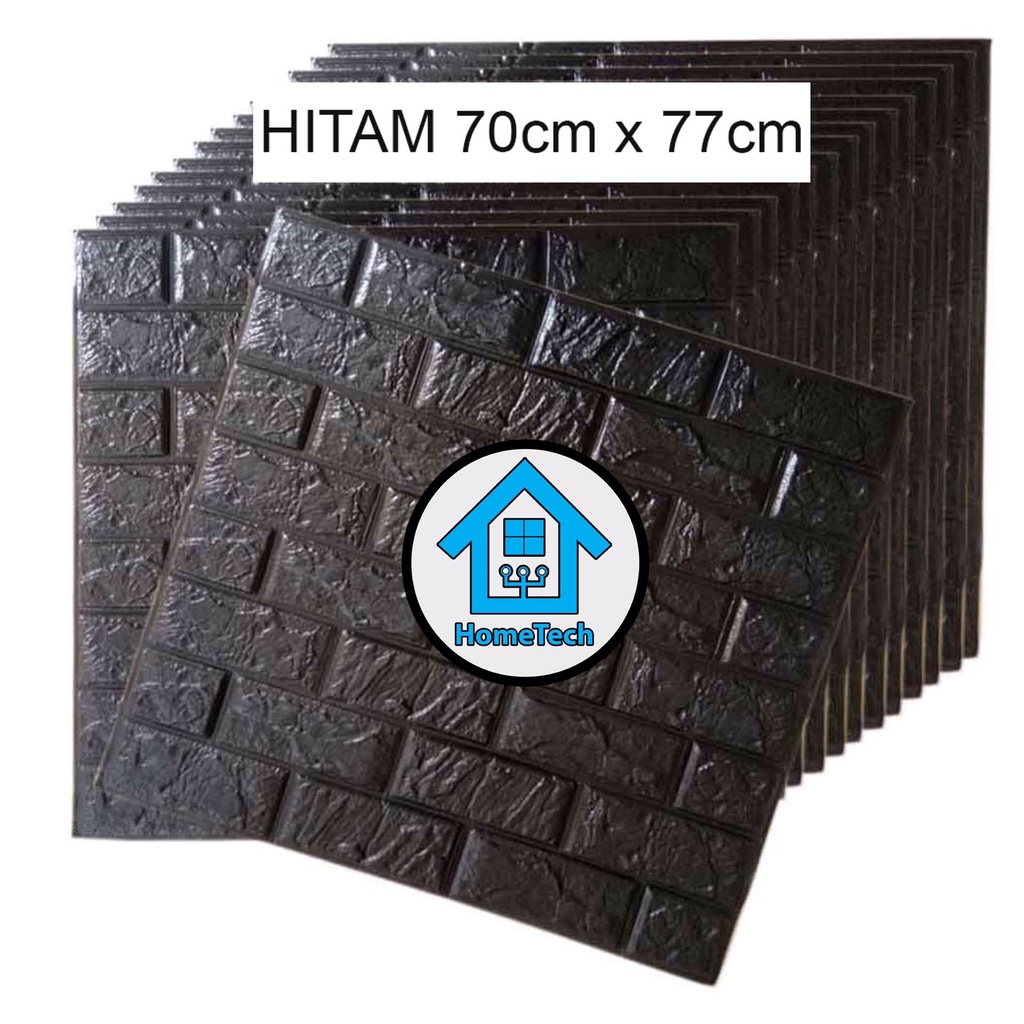 HT Wallpaper Sticker Foam Bata 3D Hitam Premium Wall Paper Stiker Dinding-4