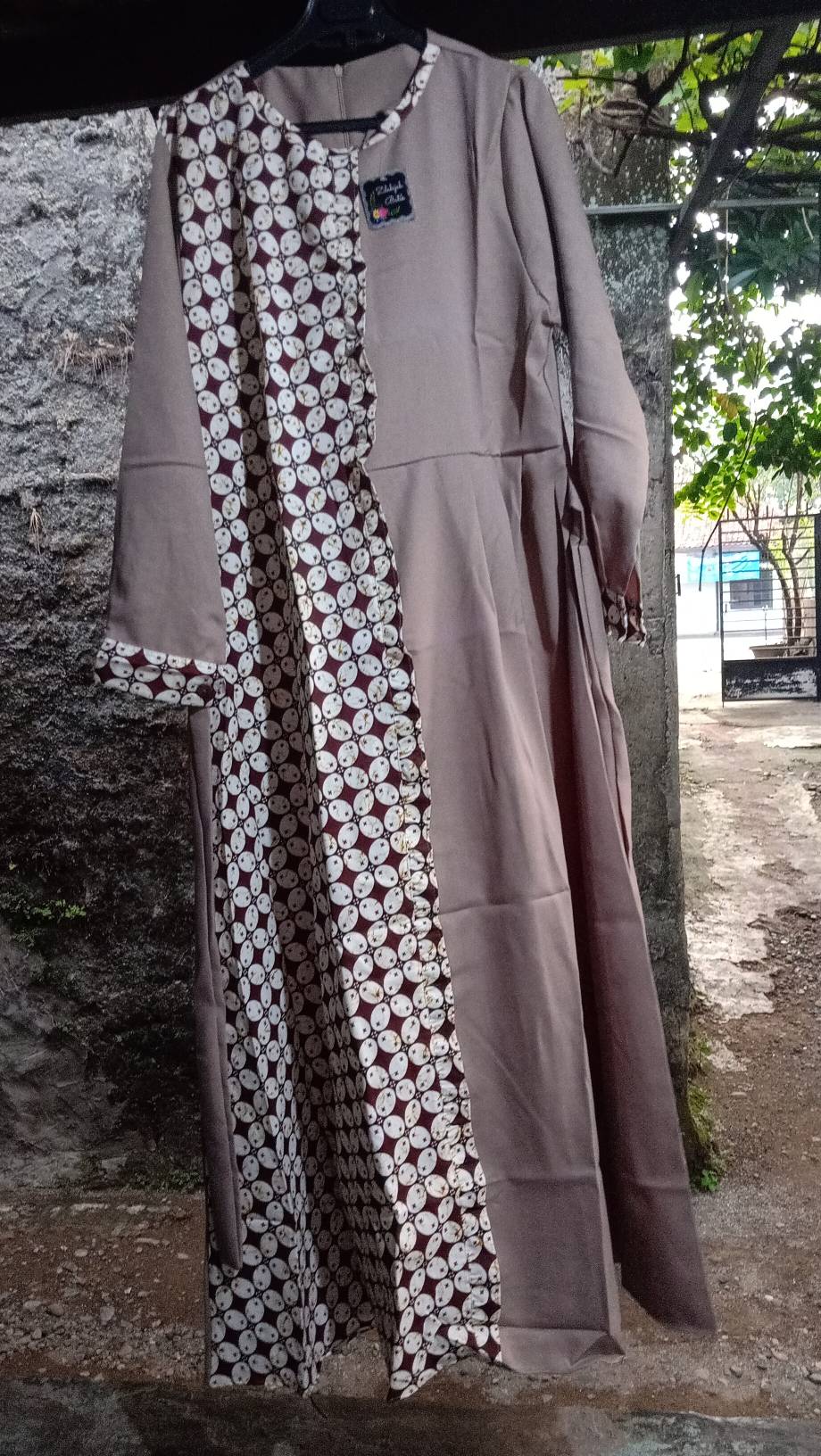 Gamis Batik Kombinasi Baju Muslimah Wanita All Size Bahan Katun Murah