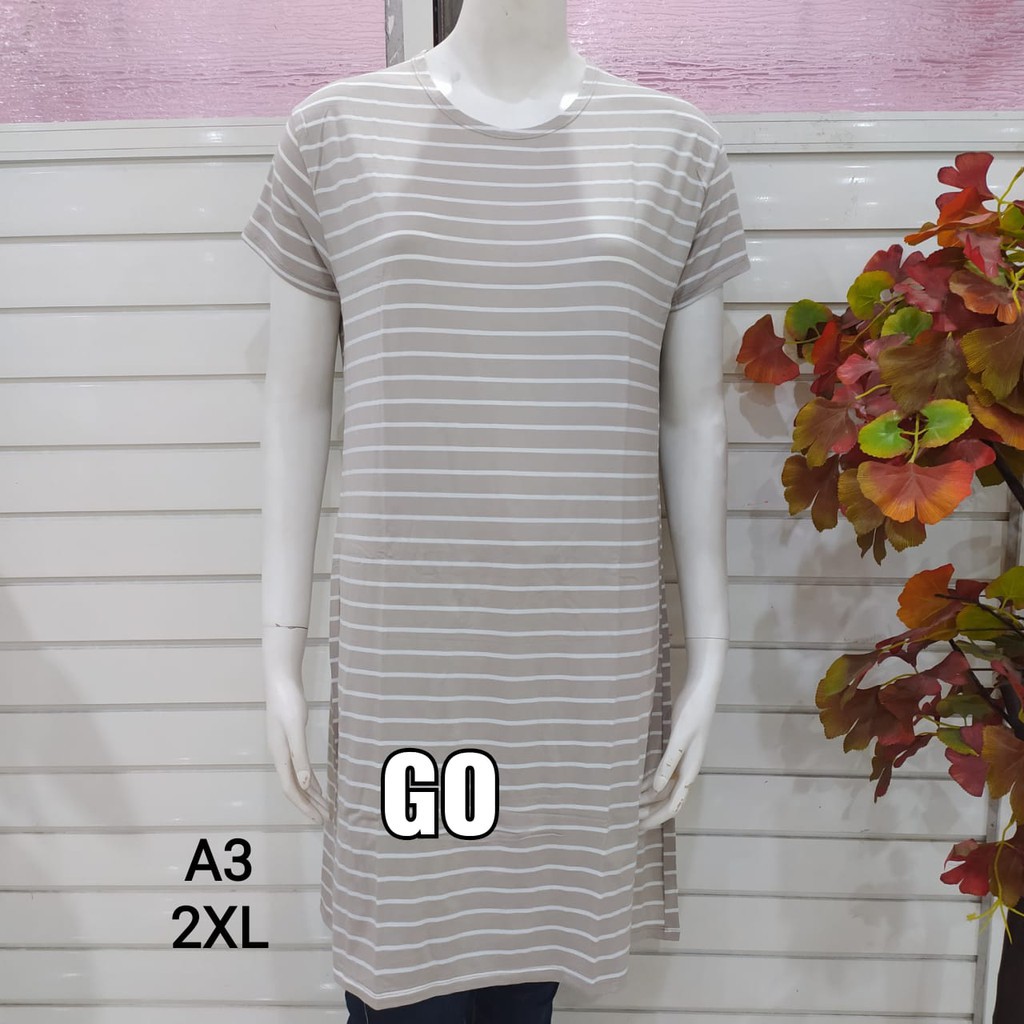 BB LEMONE DRESS/DASTER 2XL205492 Wanita Casual Salur Pakaian Perempuan Lengan Pendek