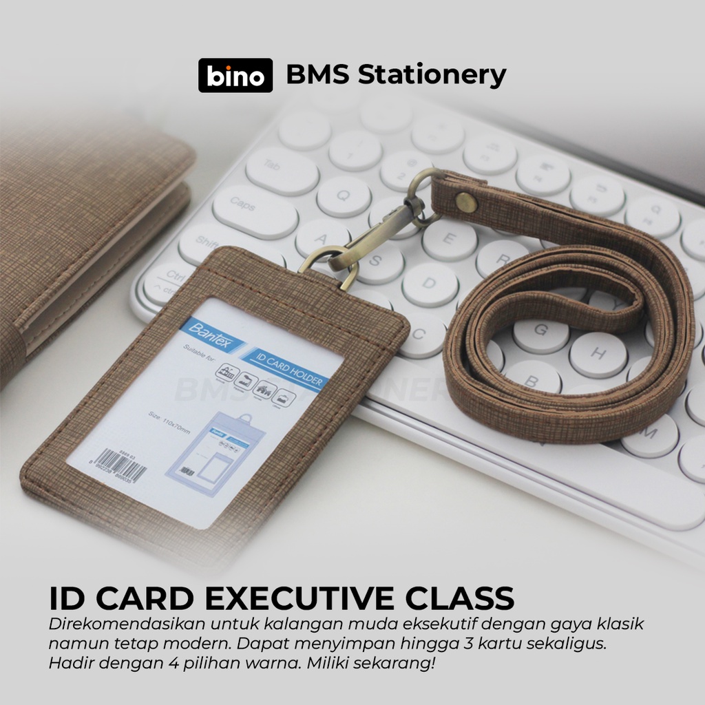 

HJK [BMS Tangerang] Bantex ID Card Kulit / Name Tag Holder Tali Lanyard Portrait #8869