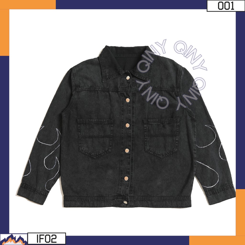 INFERNO PREMIUM JEANS JACKET — //Jaket Jeans hitam painted api fire//