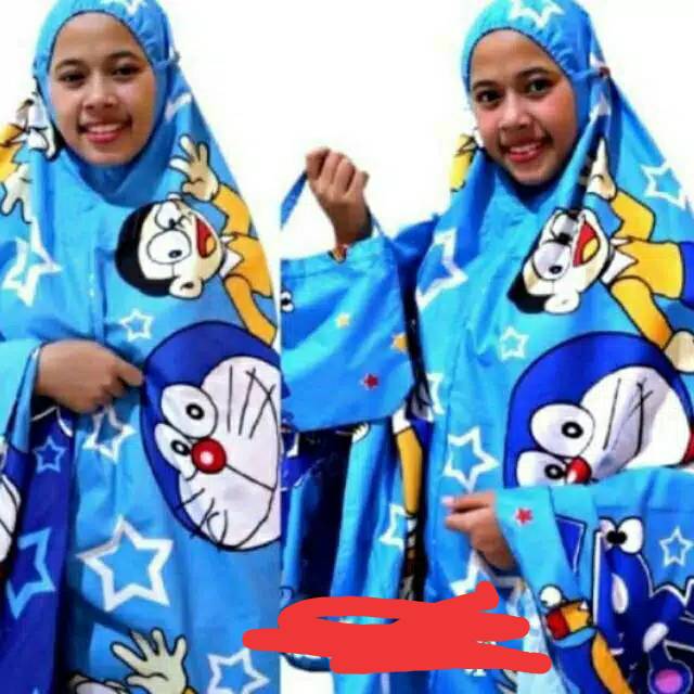 Mukena dewasa karakter Doraemon