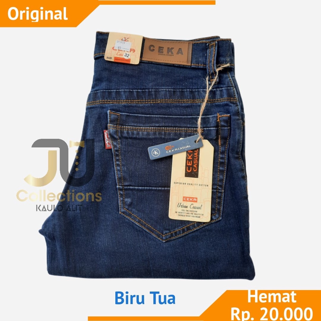 Celana Panjang Jeans Pria Original Ceka Primium Biru snaw blitz Size 27 Sampai 32