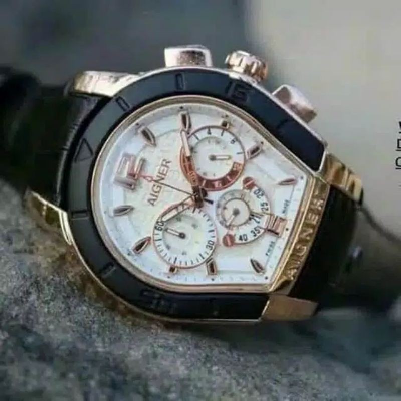 Jam Tangan Pria Aigner Palermo 5511 Tali Biru Crono Tanggal Aktif - Kualitas Super Premium Grade AAA