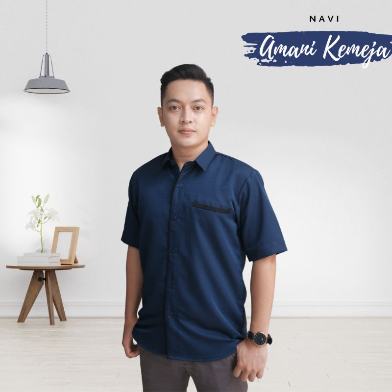 Baju Atasan Pria Kemeja Polos Amani Zaina