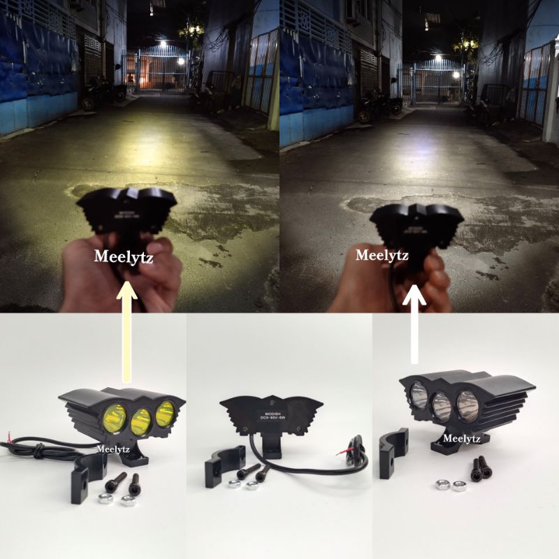 Merk Modish Lampu tembak sorot LED OWL mini 3 mata