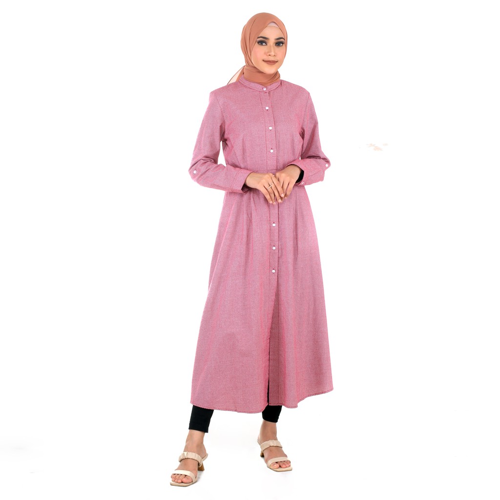 Benhill Gamis Wanita  Flannel Lengan Panjang Kotak Pink  0583-11418