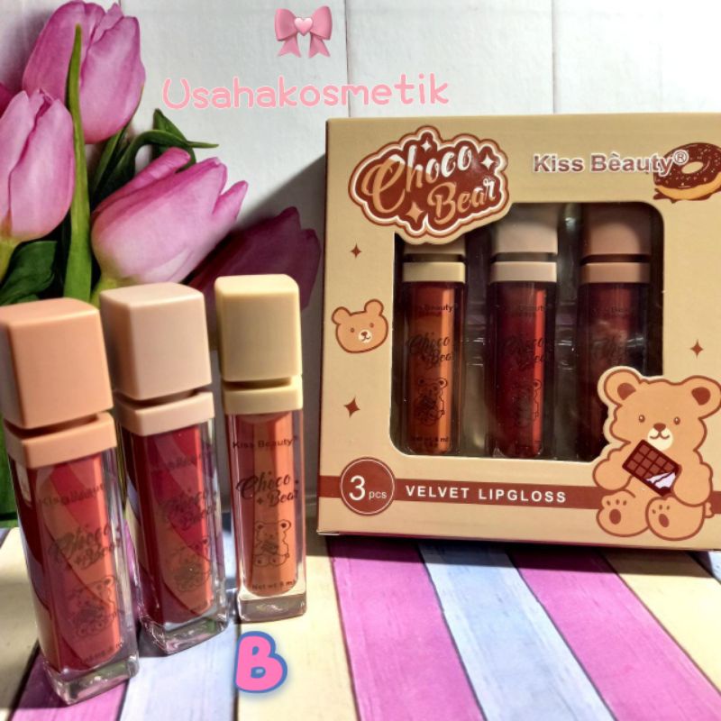 BEST PRICE!! KISS BEAUTY LIPGLOSS CHOCO BEAR ISI 3PC NO. 70228