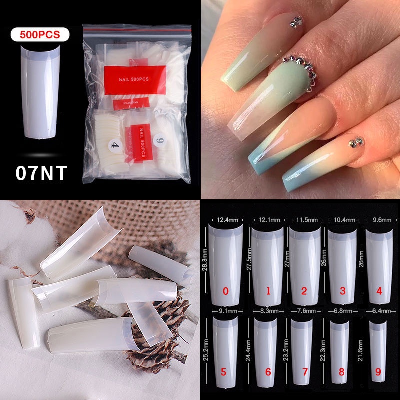 SET KUKU PALSU SATUAN bening dan putih 500 pcs / Fake Nails Acrylic set / nail art DIY