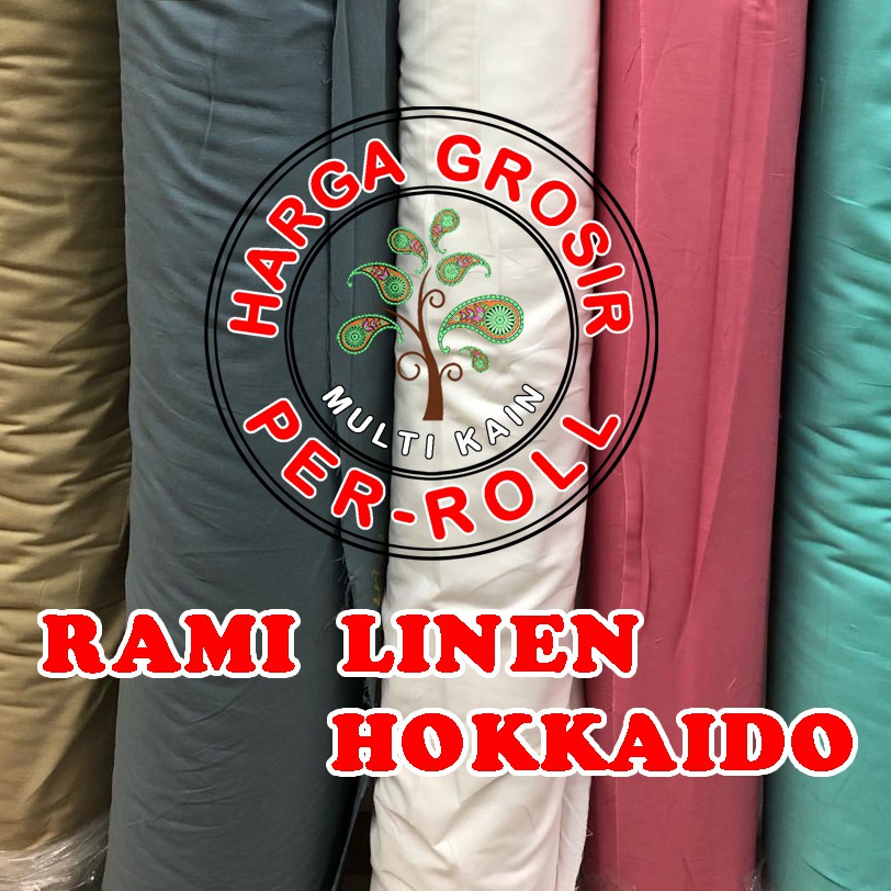 Bahan Kain Rami Linen Hokaido Polos GrosirPremium 1 Roll 50 yard