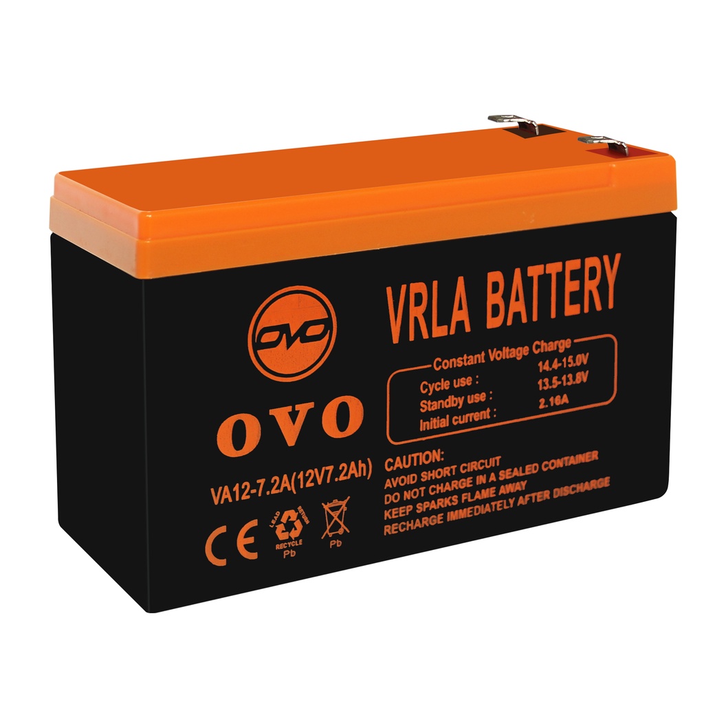 OVO VA12-7.2A 12V 7.2Ah VRLA Battery Baterai UPS Aki Kering