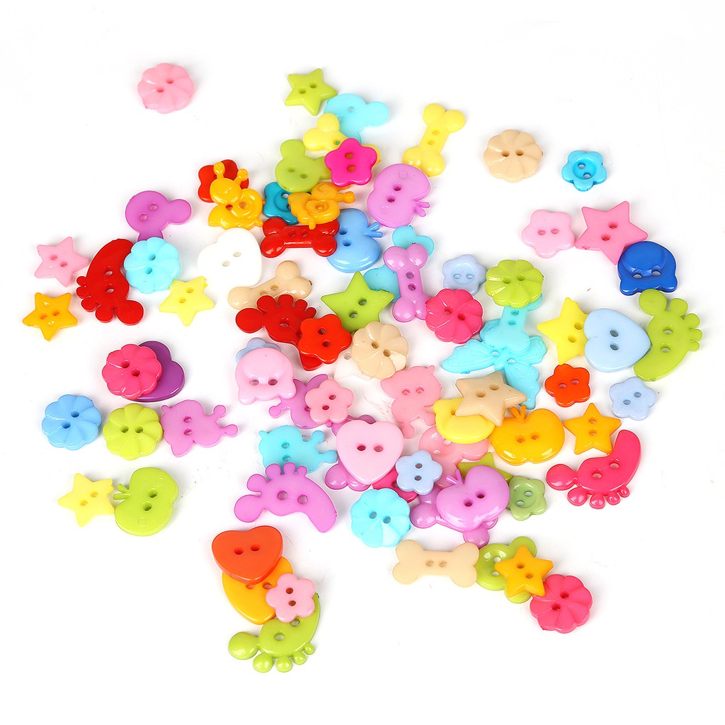 50-100 Pcs Cinta Hati Bulat Bintang Mix Bentuk DIY Scrapbooking Kartun Kancing Kancing Plastik Pakaian Anak Jahit