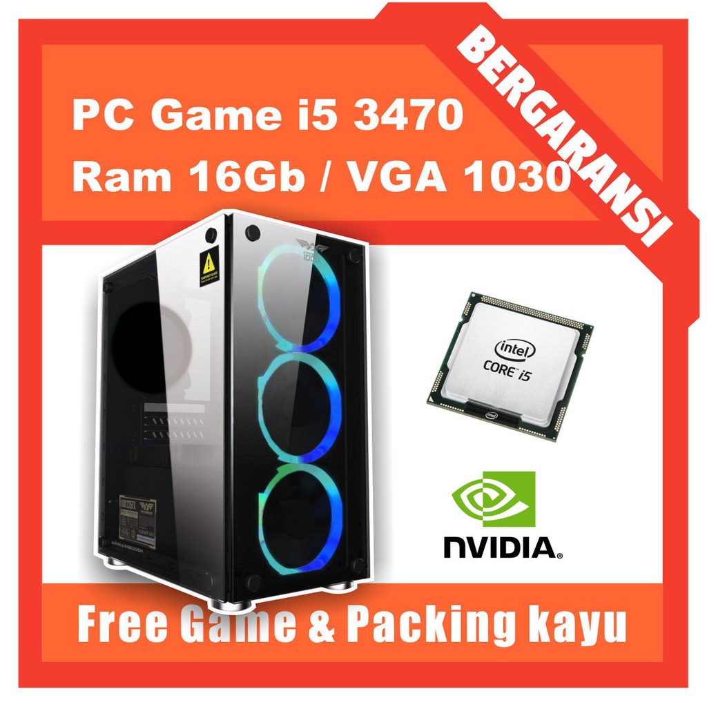 PC Gaming Rakitan i5 3470 - Ram 16 Gb - Hdd 1 TB -VGA gt1030 ddr5