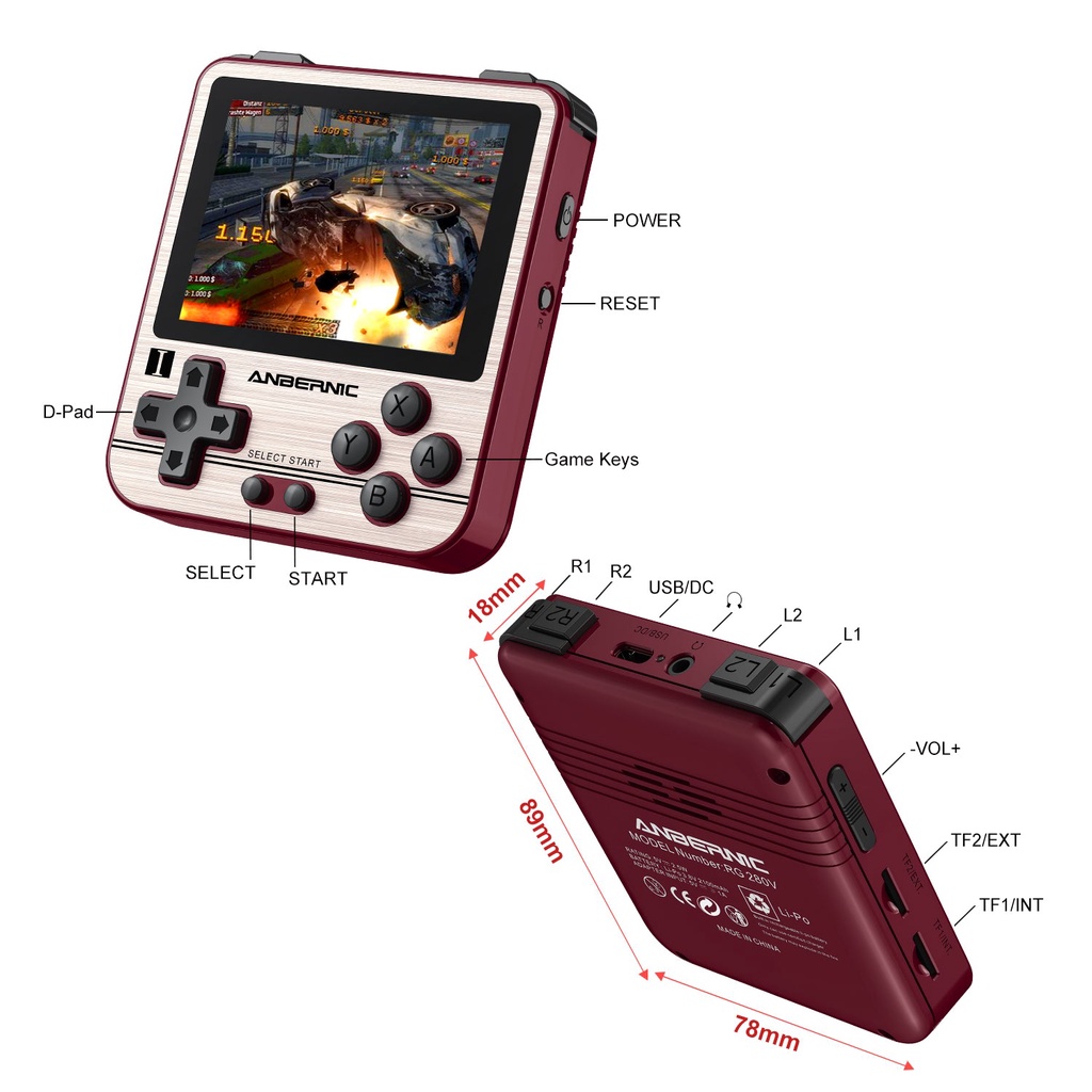 ANBERNIC RG280V Retro Handheld Video Game Console Mini Portable Gaming