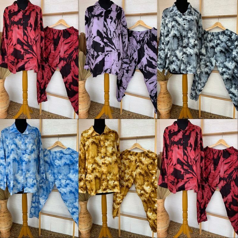 Pajamas Tie Dye Setelan Tie Dye Piyama Tie Dye Baju Tidur Tie Dye Setcel Tie Dye Setelan Viral
