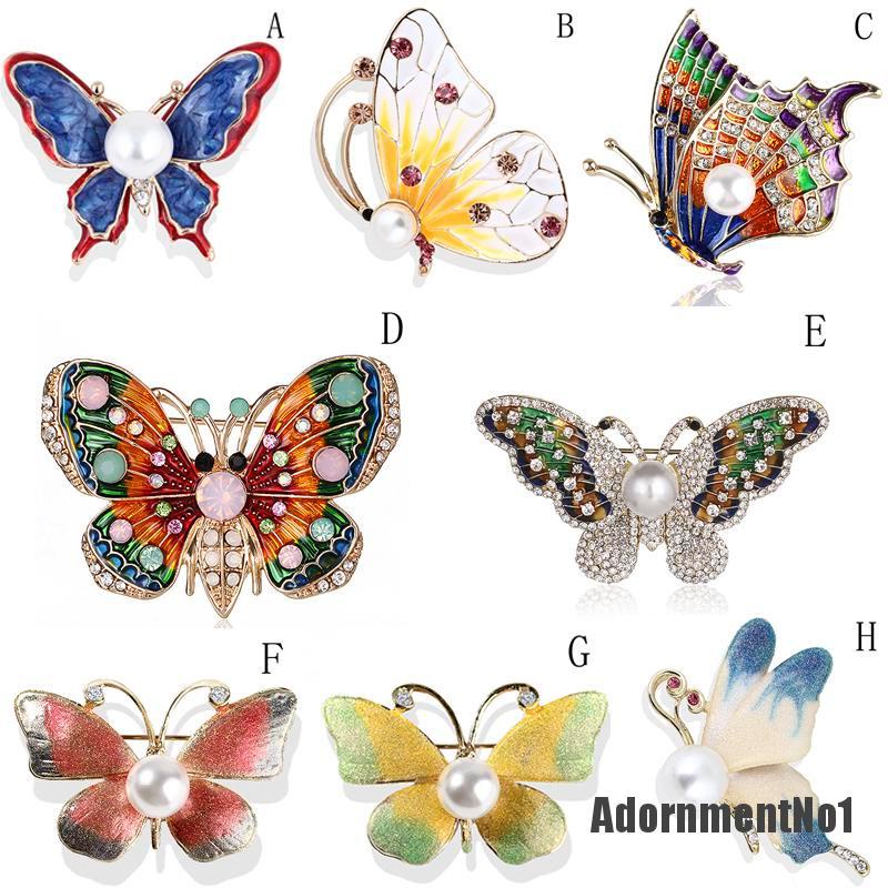 (Adornmentno1) Bros / Pin Butterfly Kristal Berlian Imitasi Untuk Pengantin Wanita