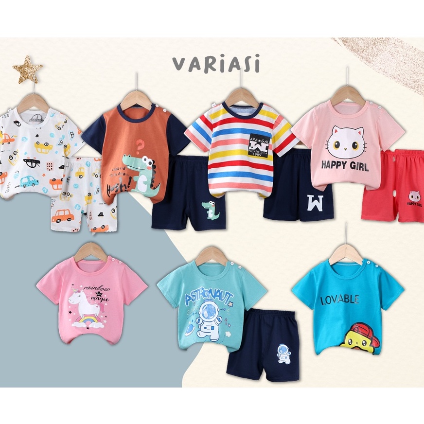 Setelan Pakaian Anak 100% Katun Premium Umur 1-10 Tahun / Baju dan Celana Anak 05