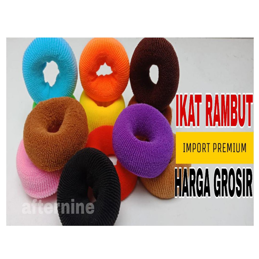 Ikat Rambut Donat Warna Warni / Cepol Donat / Karet Rambut / Ikat Rambut Korea / Hairbun Donat