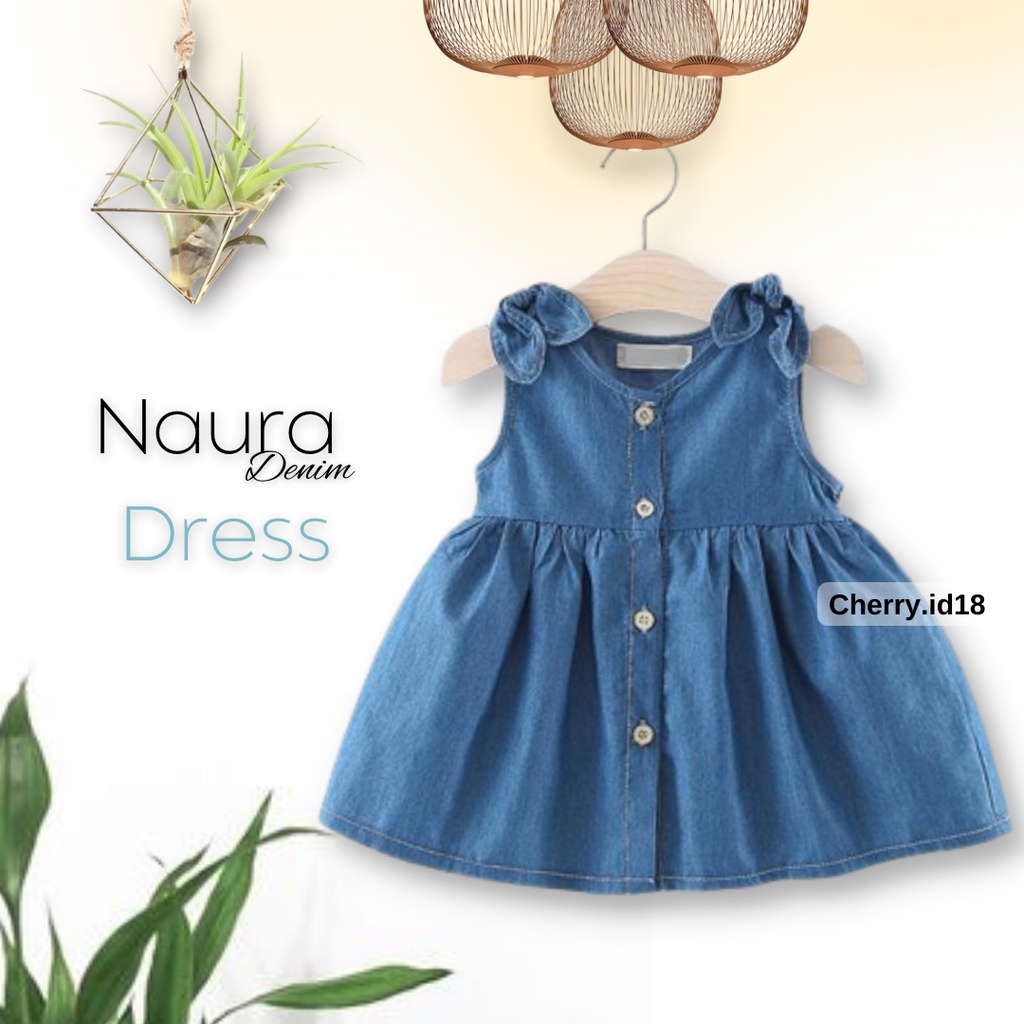 Cherry COD Naura Denim Dress Anak Perempuan Katun Motif Denim / Baju Anak Perempuan - D49