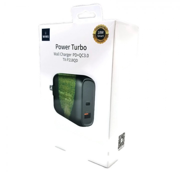 WIWU POWER TURBO TX-P218QD - Dual USB Charger - Type-C and QC3.0 - 18W