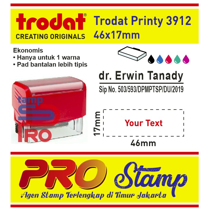 

Stempel Warna Otomatis Custom Design Logo & Nama - Trodat Printy 3912