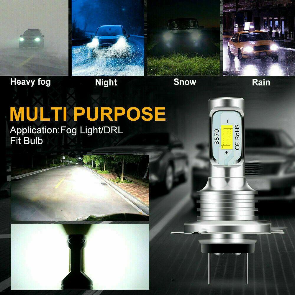 Preva 2Pcs/Set Lampu Kabut Mobil Terang Hi/Low Kit Beam COB Super Terang H7 DRL