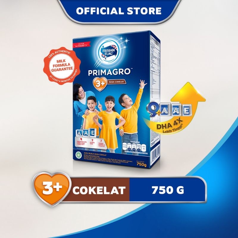 Frisian Flag Primagro 3+ 750gr Vanilla, Madu dan Coklat  Susu Formula Pertumbuhan Anak - 1 Pcs