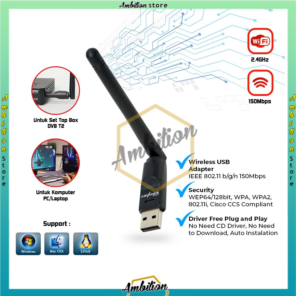 MT7601 [Bisa Bayar Ditempat]  USB Wifi Dongle Receiver Parabola dan Terrestrial DVB-T2