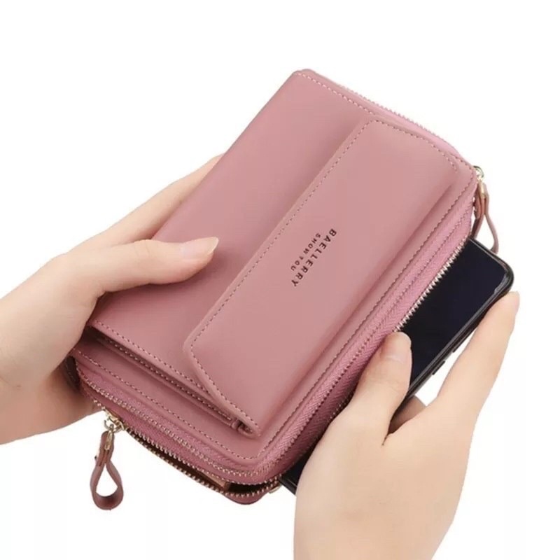 DOMPET TALI SELEPANG HP WANITA LIPAT MASUK HANDPHONE MUAT BANYAK