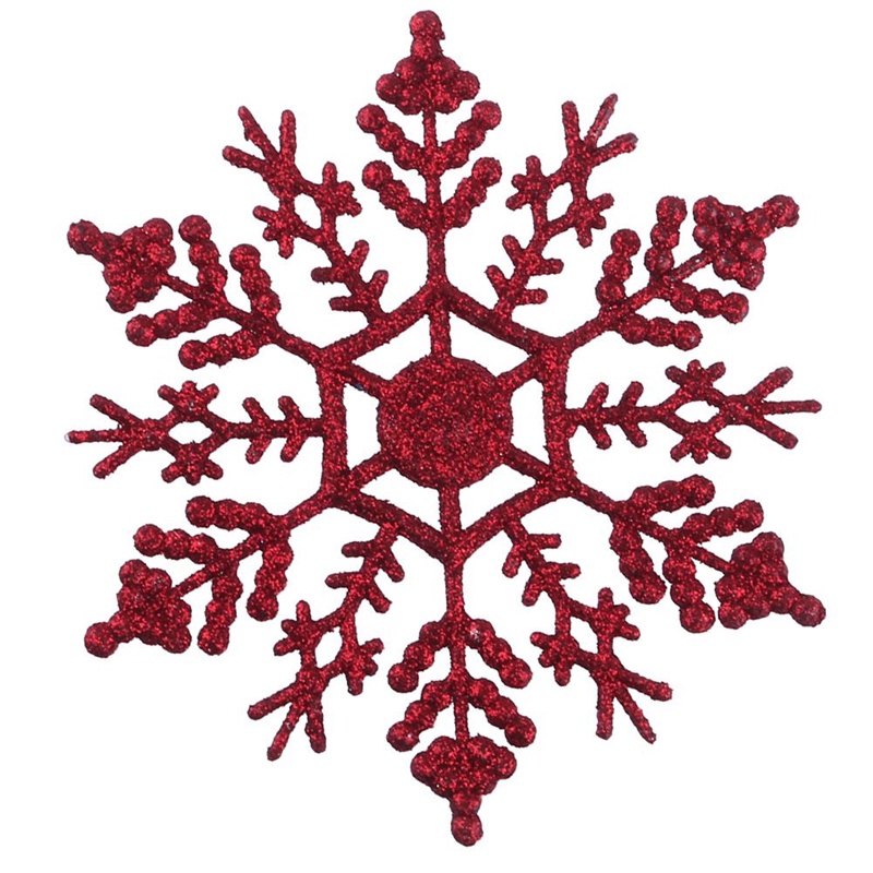 12pcs Ornamen Desain Snowflake Warna Putih Bahan Plastik Untuk Natal