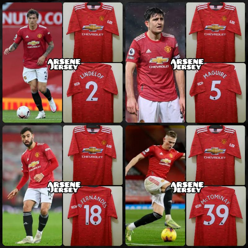 Jersey MU Home 2020/21 LINDELOF/MAGUIRE/B.FERNANDES/MC TOMINAY Auri Sport