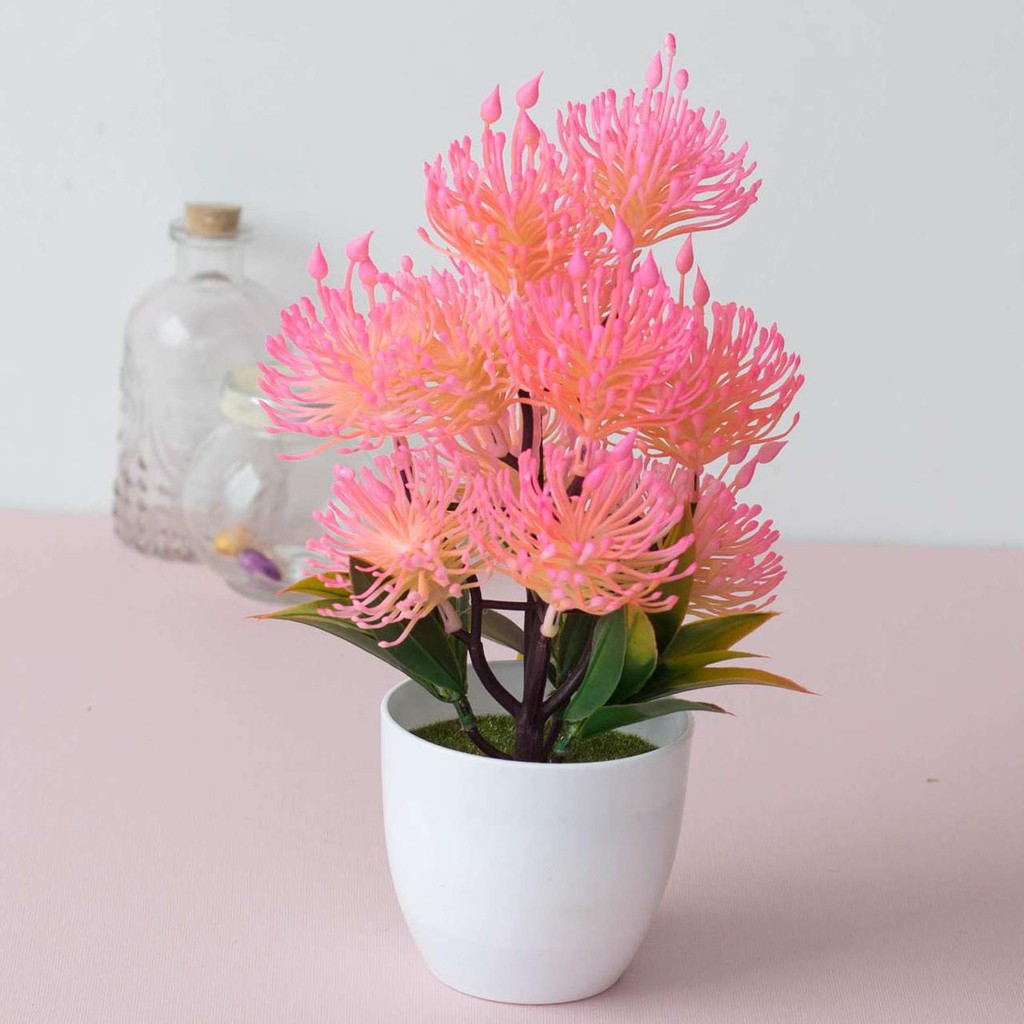 AM612 Bunga plastik / pajangan bunga Artificial / Vas Bulat-8