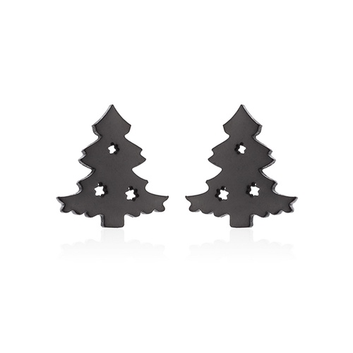 LRC Anting Tusuk Fashion Stainless Steel Christmas Tree Earrings Q37195