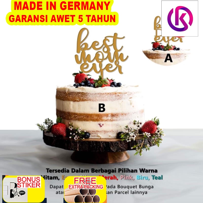 

Terlaris Cake Topper / Topper Kue - BEST MOM EVER / BEST DAD EVER - Hiasan Kue