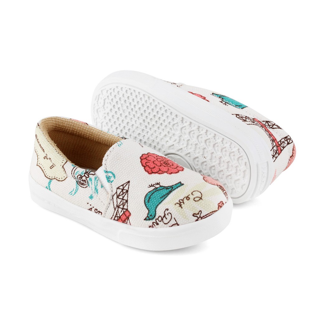 sepatu slip on motif bahan kanvas E01 Paris